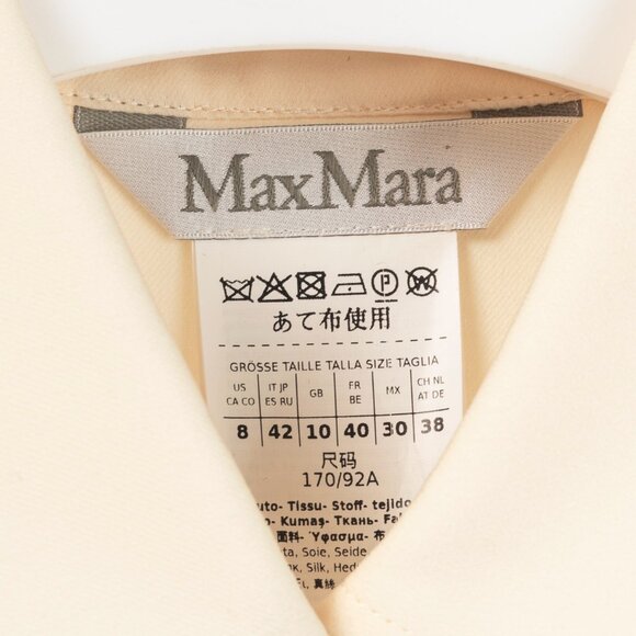 Max Mara Filmato Ivory Silk Crepe de Chine Buttoned Blouse - Picture 8 of 11